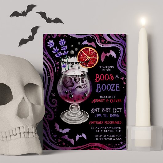Boos und Booze Halloween Kostüme und Cocktails Einladung
