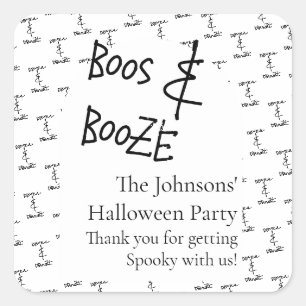 Boos und Booze Halloween Minimal Danke Quadratischer Aufkleber