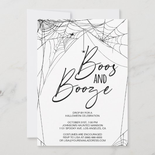 Boos und Booze-Halloween-Party Einladung (Vorderseite)