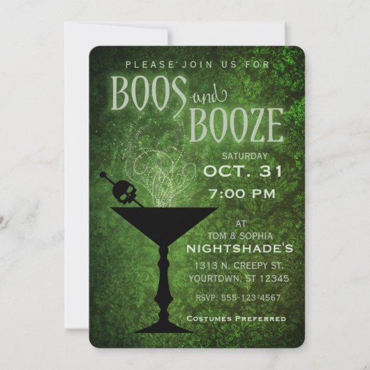 Boos und Booze Halloween-Party Einladung (Vorderseite)