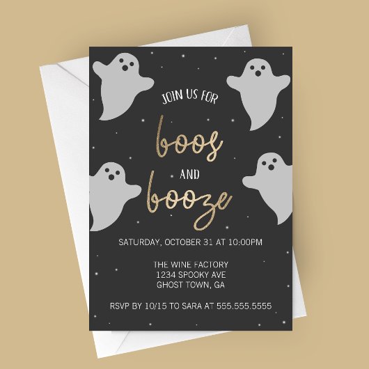 Boos und Booze Halloween-Party Einladung