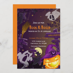 Boos und Booze-Halloween-Party Einladung