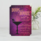 Boos und Booze Halloween-Party Einladung (Stehend Vorderseite)