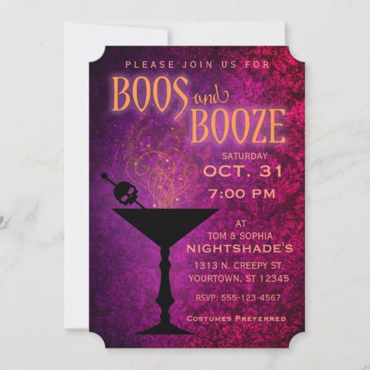 Boos und Booze Halloween-Party Einladung (Vorderseite)
