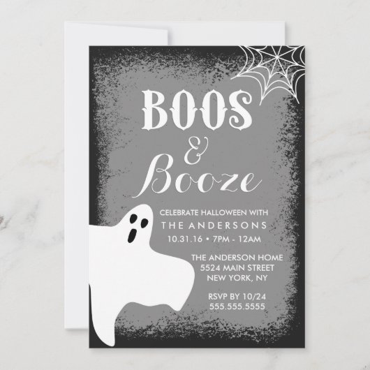Boos und Booze-Halloween-Party Einladung (Vorderseite)
