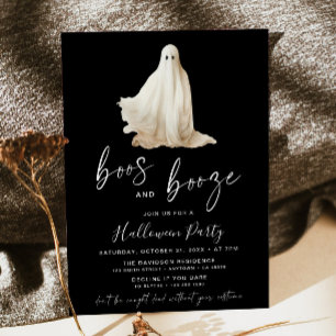 Boos und Booze Halloween-Party Einladung Ghost