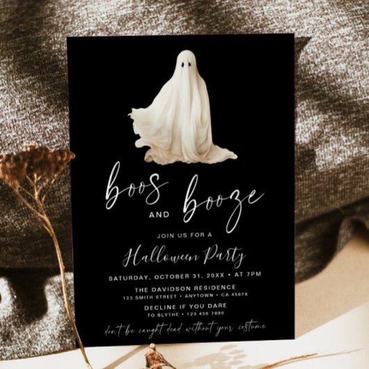 Boos und Booze Halloween-Party Einladung Ghost