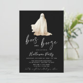 Boos und Booze Halloween-Party Einladung Ghost (Stehend Vorderseite)