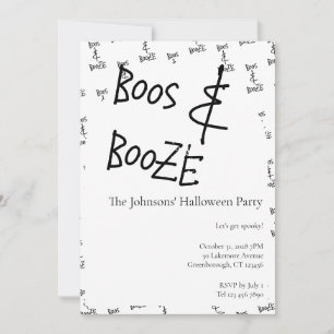 Boos und Booze Halloween-Party Minimal Einladung
