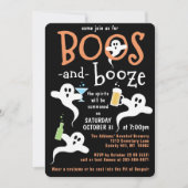 Boos und Booze Halloween-Party Niedlich Spooky Gho Einladung (Vorderseite)