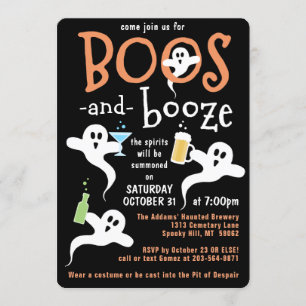 Boos und Booze Halloween-Party Niedlich Spooky Gho Einladung