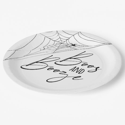 Boos und Booze-Halloween-Party Pappteller (Schrägansicht)