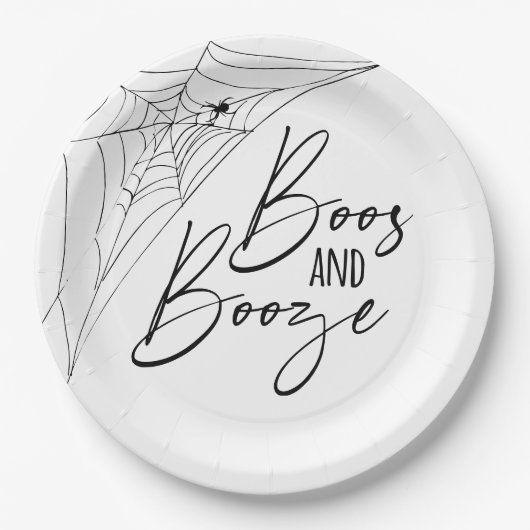 Boos und Booze-Halloween-Party Pappteller (Vorderseite)