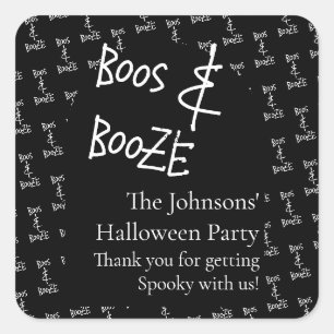 Boos und Booze Halloween-Party Vielen Dank Quadratischer Aufkleber