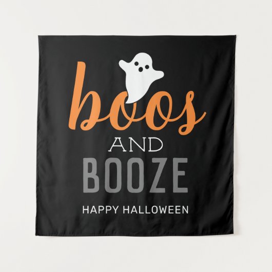 Boos und Booze-Halloween-Party-Zeichengabestation Wandteppich (Vorderseite (Horizontal))