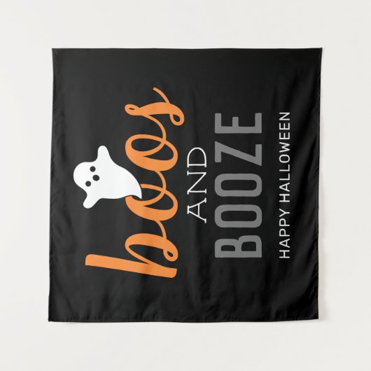 Boos und Booze-Halloween-Party-Zeichengabestation Wandteppich (Vorderseite)