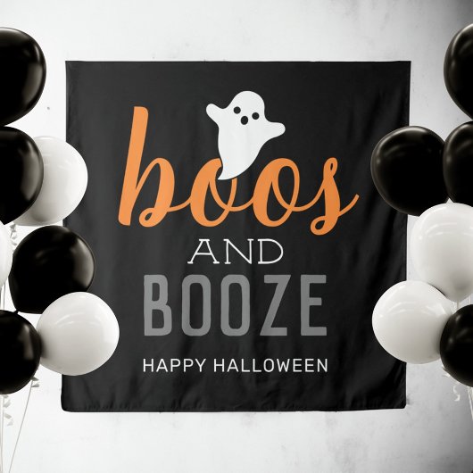 Boos und Booze-Halloween-Party-Zeichengabestation Wandteppich