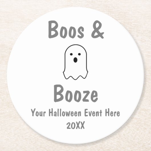 Boos und Booze Halloween Runder Pappuntersetzer (Vorderseite)