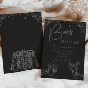 Boos und Booze Halloween Skeletton Party Einladung