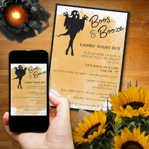 Boos und Booze Ladys Night Halloween Einladung