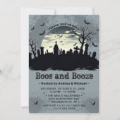 Boos und Booze Moon Halloween-Party Einladung (Vorderseite)