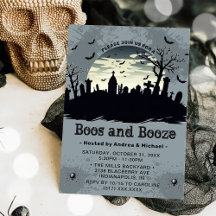 Boos und Booze Moon Halloween-Party Einladung
