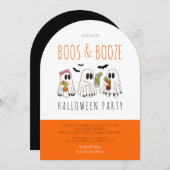 Boos und Booze Quote Ghost Adult Halloween-Party Einladung (Vorne/Hinten)