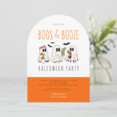 Boos und Booze Quote Ghost Adult Halloween-Party Einladung (Stehend Vorderseite)