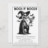 Boos und Booze Schwarz-weißes erwachsenes Hallowee Einladung (Vorderseite)
