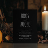 Boos und Booze | Schwarzes Minimalistisches Hallow Einladung