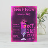 Boos und Booze Spooky Cocktail Drink Halloween Einladung (Stehend Vorderseite)