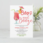 Boos und Booze Spooky Halloween Party Einladung (Stehend Vorderseite)