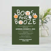 Boos und Booze Spooky Halloween Party Einladung (Stehend Vorderseite)