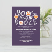 Boos und Booze Spooky Halloween Party Einladung (Stehend Vorderseite)