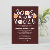 Boos und Booze Spooky Halloween Party Einladung (Stehend Vorderseite)