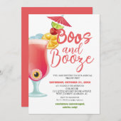 Boos und Booze Spooky Halloween Party Einladung (Vorne/Hinten)