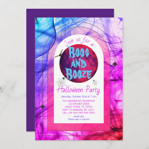 Boos und Booze Spooky Modernes Erwachsenes Hallowe Einladung