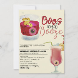 Boos und Booze Vintages Halloween-Kostüm-Party Einladung