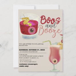 Boos und Booze Vintages Halloween-Kostüm-Party Einladung