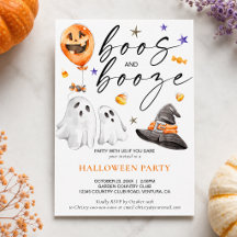 Boos und Booze Watercolor Ghost-Halloween-Party