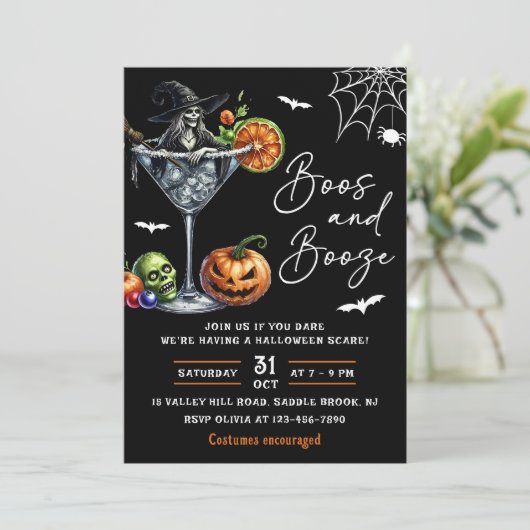 Boos und Halloween-Party steigern Einladung (Stehend Vorderseite)