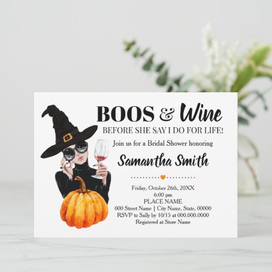 Boos und Wein bevor ich halb Brautparty Einladung (Stehend Vorderseite)