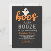 Boos y Booze Black Adults Halloween Party Einladung (Vorderseite)