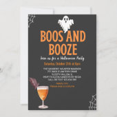 Boos y Booze Black Funny Halloween Party Einladung (Vorderseite)