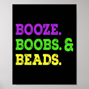 Boost Breast Beads Funny Mardi Gras Karneval Party Poster