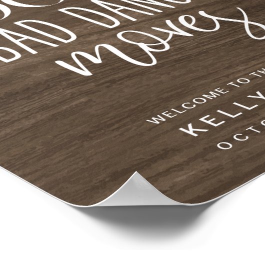 Boost Food and Bad Dance Moves Wedding Poster (Ecke)