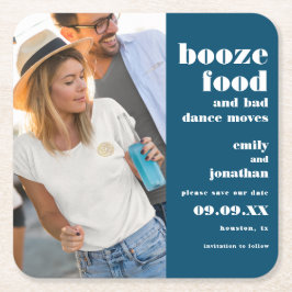 Boost Food Bad Dance Foto Türkis Save the Date Rechteckiger Pappuntersetzer