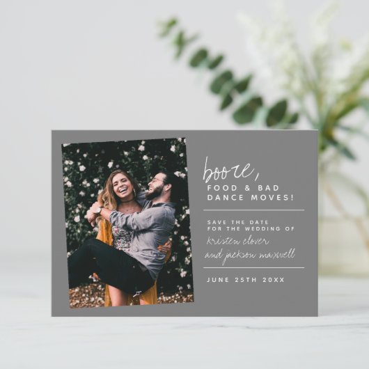 Boost Food & Bad Dance Moves Slate Gray Save The Date (Stehend Vorderseite)