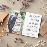 Boost Food Bad Dance tanzt Funny Save the Date<br><div class="desc">In unserem Booze können Sie die Termine für Ihre Hochzeit in der Sonne speichern. Essen und schlechter Tanz werden graue mit individuellem Foto-Design. Passen Sie diese Hochzeit speichern Sie das Datum mit Ihrem Foto und Hochzeitsdetails. Kontaktieren Sie mich über den unten stehenden Button,  wenn Sie Hilfe benötigen.</div>