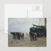 Boot am Strand in Scheveningen, 1876 Postkarte (Vorne/Hinten)
